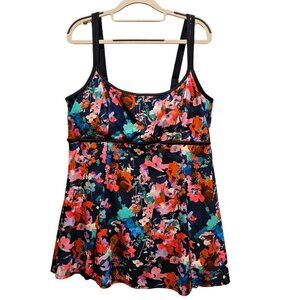 New no tag Mazu Swim suit Size 24W Skirted One Piece Multicolor Floral modest